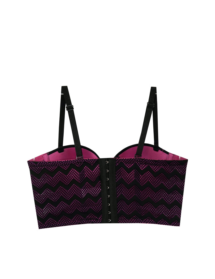 azia- half cup longline bra (strapless optional) featuring chevron lace design on the band