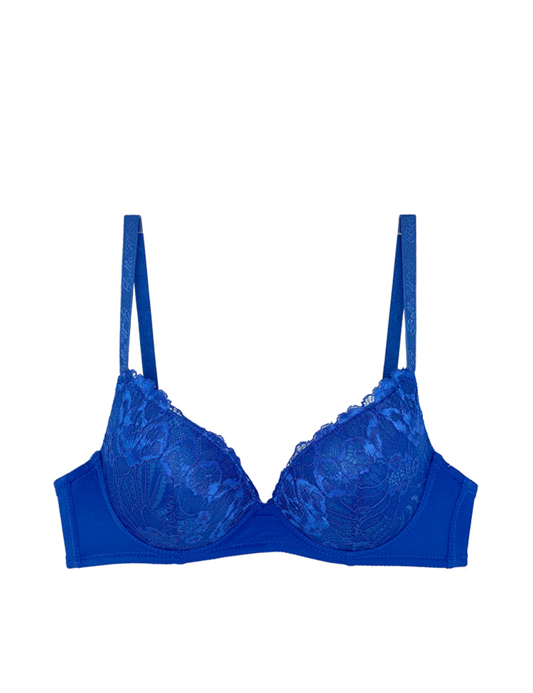 reese lace bra- T-shirt/demi bra featuring floral lace cups with delicate scalloped trim along the cups and seamless bands