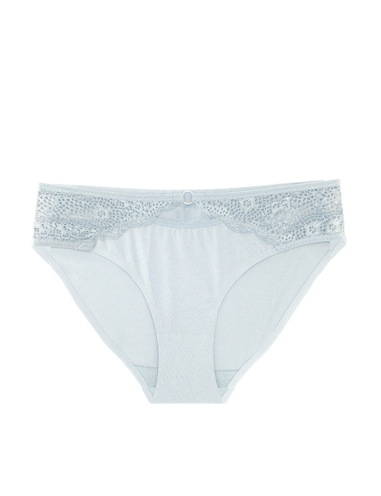 ella bikini- Beautiful solid panty featuring cascading floral lace in the front, joined by a delicate circle ring.