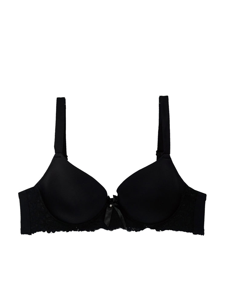 cynthia- full-coverage bra featuring lace band with a dainty bow in the center, perfect for daily wear
