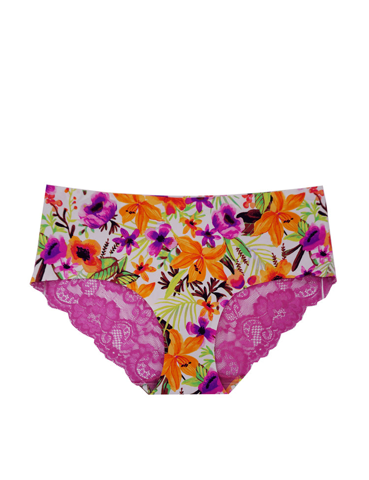 cynthia panty- plus-sized bikini featuring floral lace back.