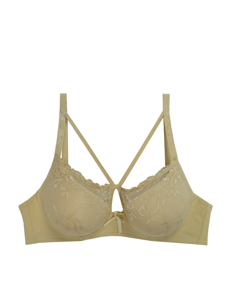 jayda- push-up lacy bra featuring an eyelet chest opening provided by thin straps along decolletage