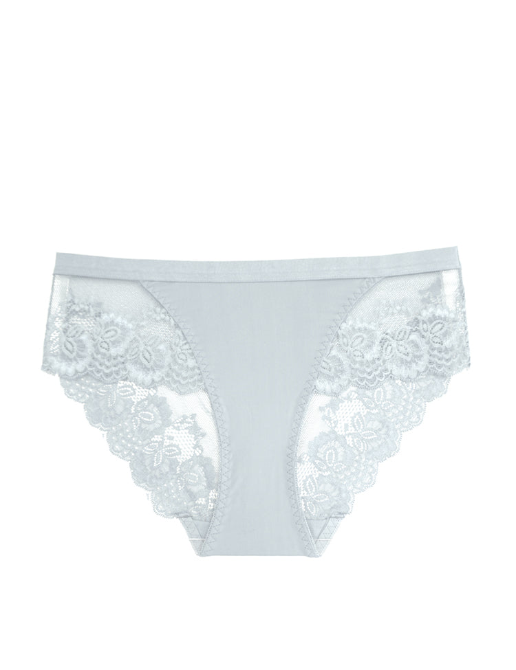 avery bikini-Solid front with a lace floral back, this is an absolutely comfortable and elegant panty! You'll also find a soft, thin floral lace that overlaps the front, which is designed to be ultra-flattering!