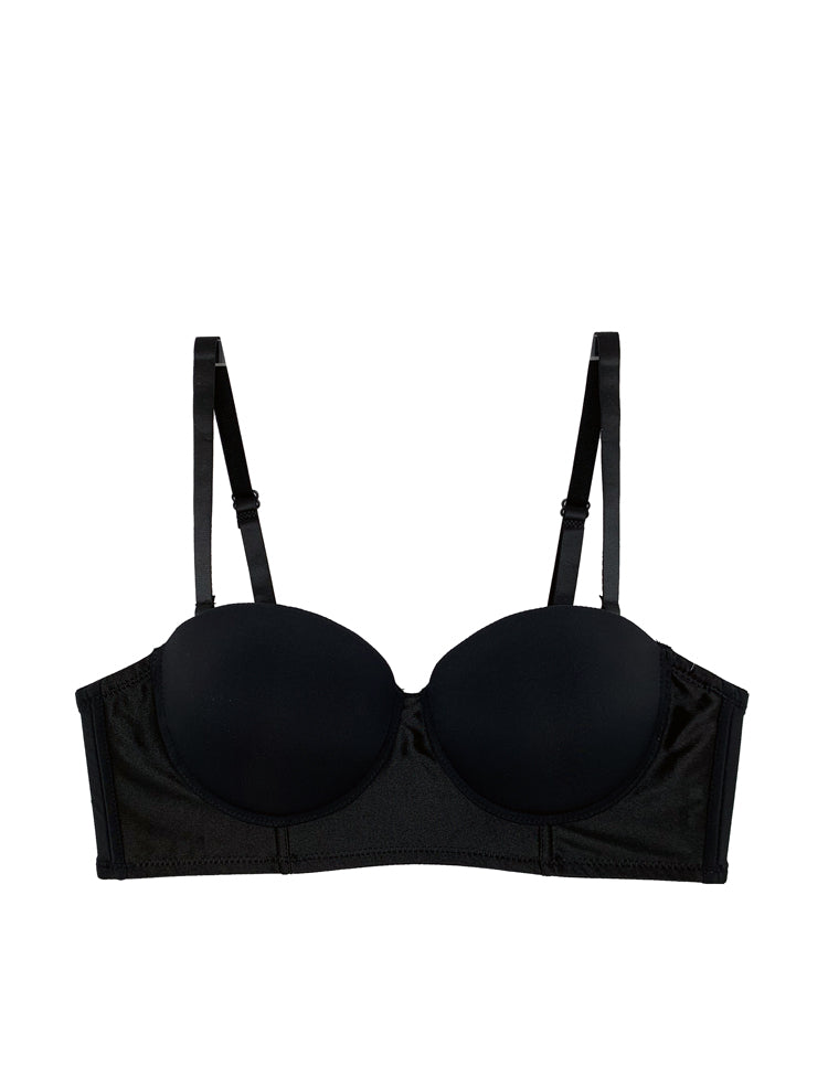abby- half-cup, the option of strapless bra, featuring satin bands and solid cups