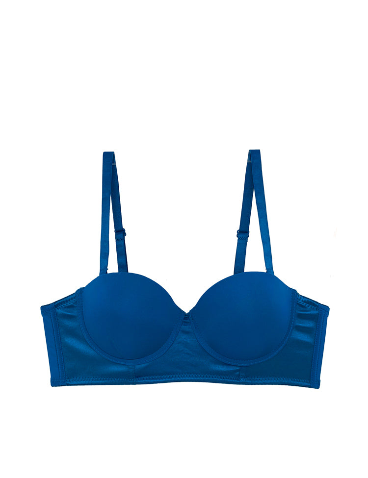 abby- half-cup, the option of strapless bra, featuring satin bands and solid cups