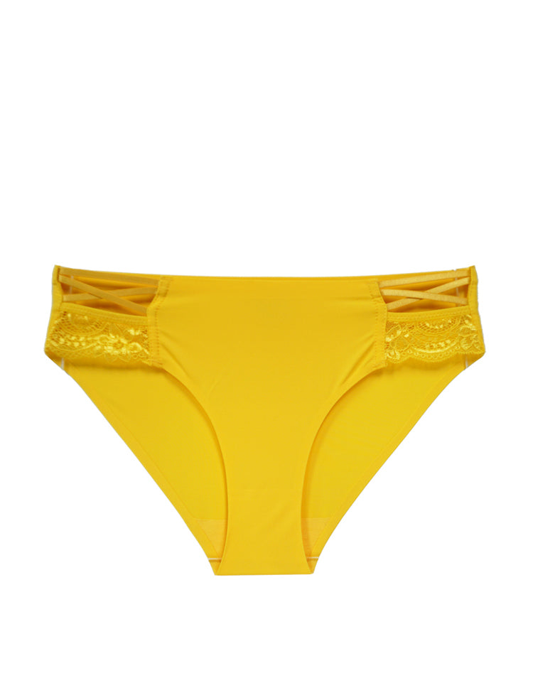 tish- solid panty featuring floral lace panels and thin criss-cross designs on the hips