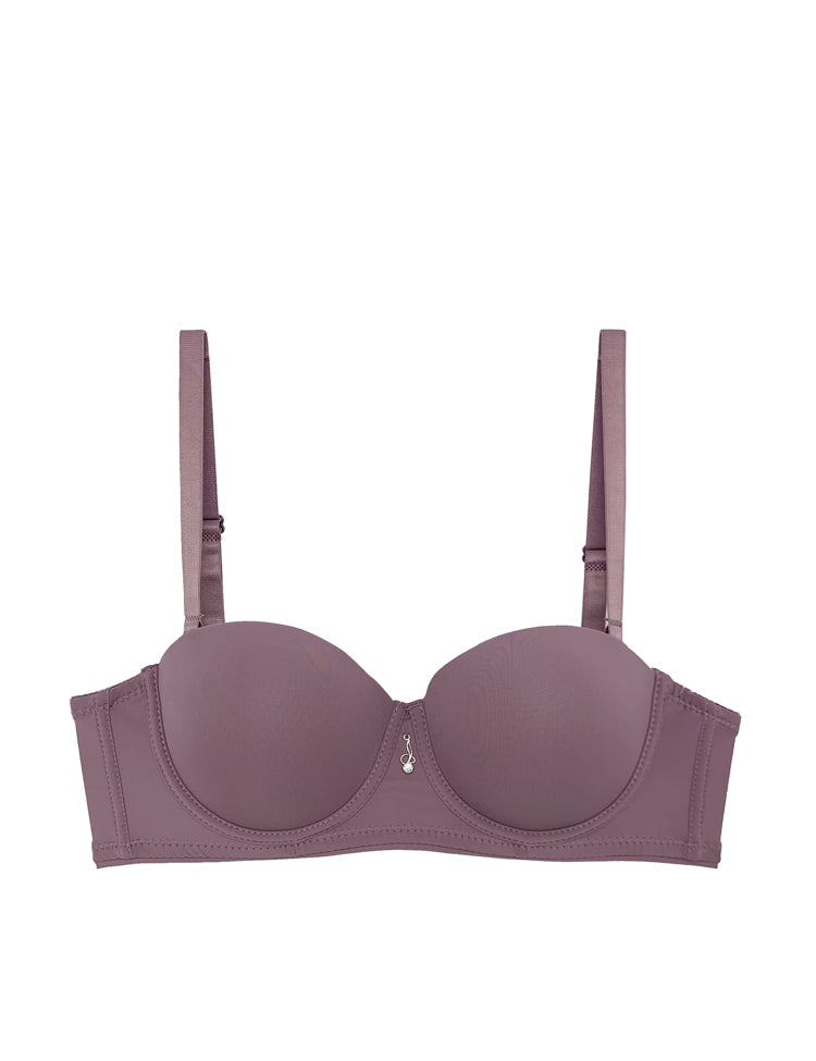 tiffany- strapless (optional) and half-cup bra featuring a small center jewel piece and three-hook closure