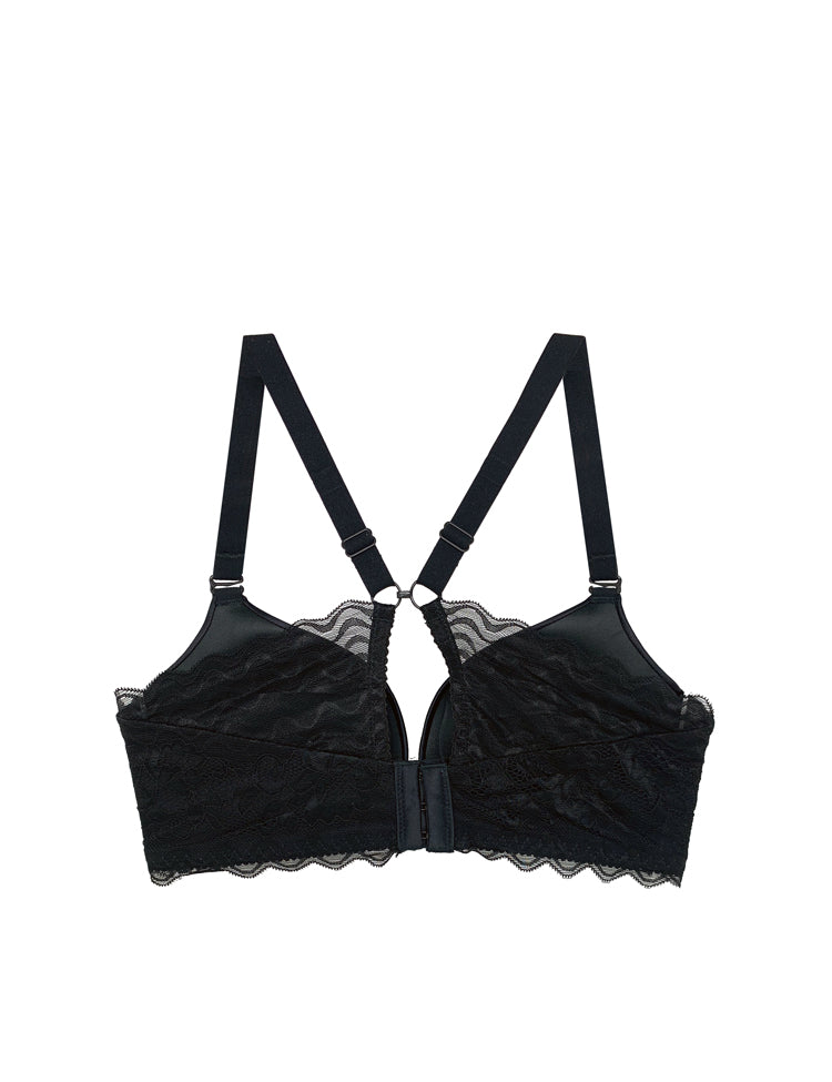 alia-full-coverage push-up satin bra featuring dual-layered mesh bands and lace back-- also completely wireless!!