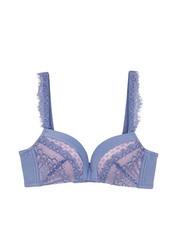 full-coverage bra with lace detailing cups and dual-layered mesh bands with additional lace trim on straps -- also completely wireless!
<ul>
<li>hand wash recommended</li>
<li>use a mesh bag when opting for machine wash</li>
<li>imported nylon/spandex</li>
</ul>
